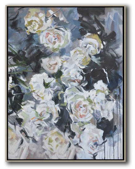 Hame Made Extra Large Vertical Abstract Flower Oil Painting #ABV0A6